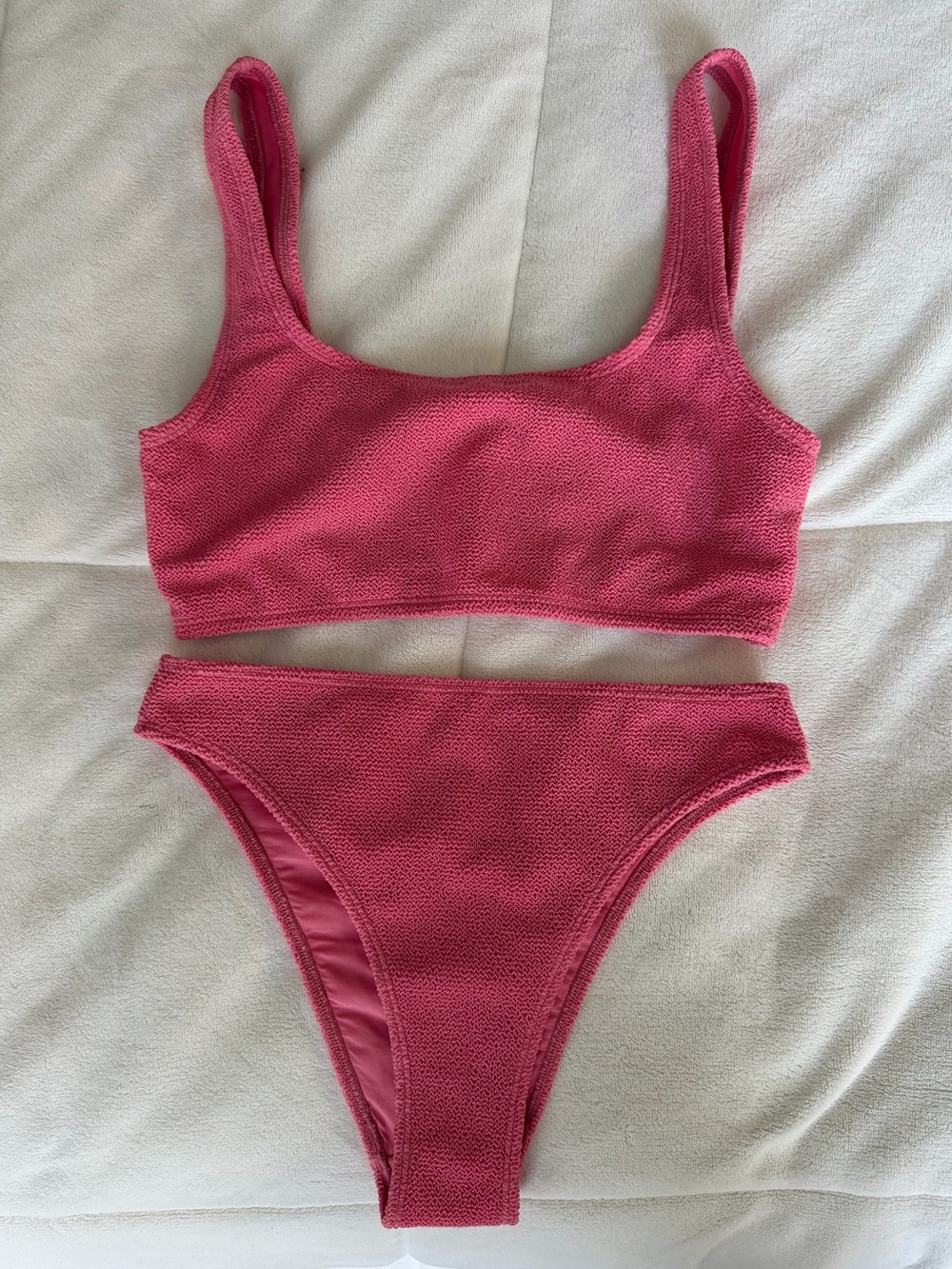 & Other Stories Textured Pink Bikini Set